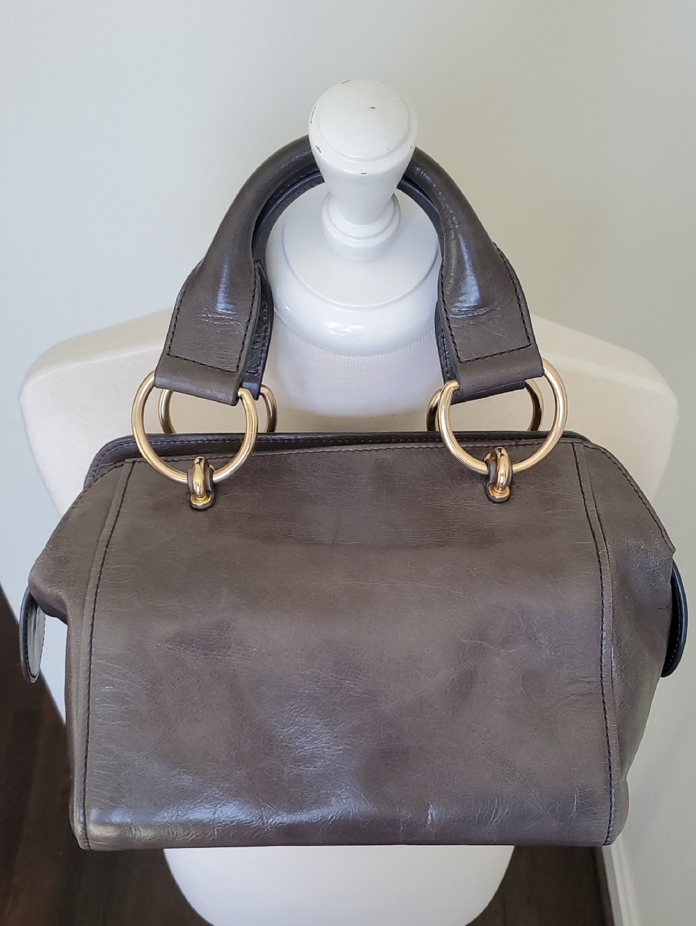 EUC See By Chloe Leather Satchel In Gray With Gold Hardware - Picture 2 of 16
